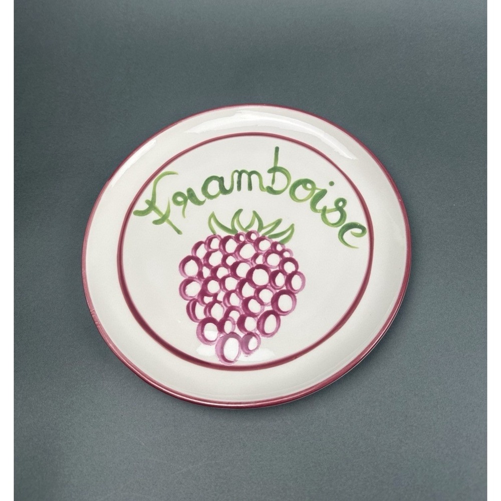 Harlie Brown Anthropologie Dessert Plate Unisex OS White Framboise Raspberry